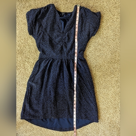 Madewell Blue and Black Leaf Print Dress Size 2 - Picture 2 of 12